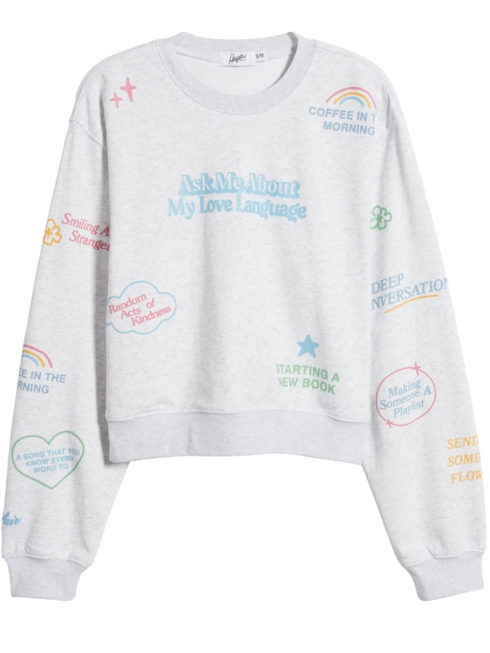 The Mayfair Group Ask Me About My Love Language Oversized Crop Sweatshirt M/L